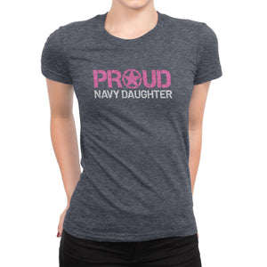 Proud Navy Daughter - Women's Ultra Soft Comfort Short Sleeve Tee - Kid's Military Pride Shirt - Island Dog T-Shirt Company