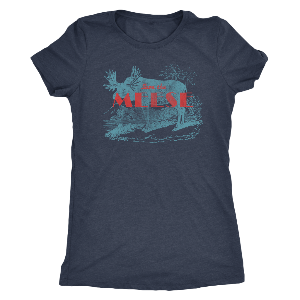 Save the Meese - Women's Ultra Soft Comfort Short Sleeve Tee - Moose T-shirt for Her - Island Dog T-Shirt Company