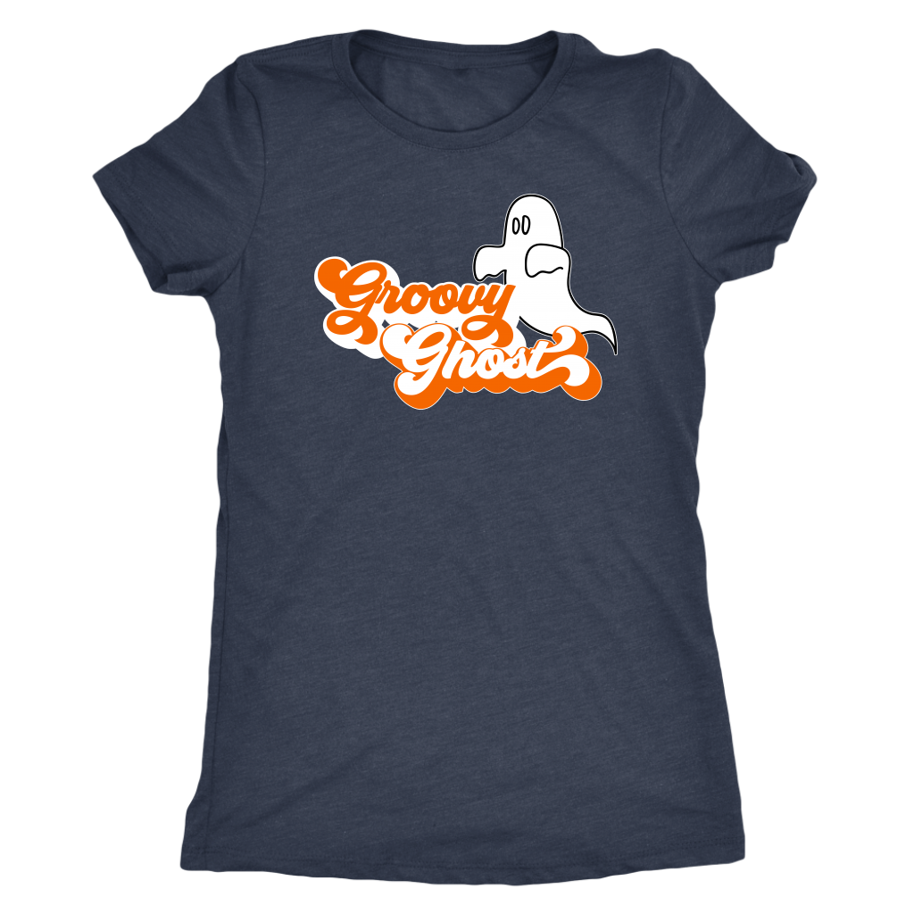Groovy Ghost Hipster Women's Halloween Tee - Ultra Soft Comfort T-Shirt - Island Dog T-Shirt Company