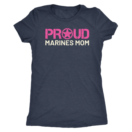 Proud Mom of a Marine - Women's Ultra Soft Comfort Short Sleeve Tee - Mom's Military Pride Shirt - Island Dog T-Shirt Company