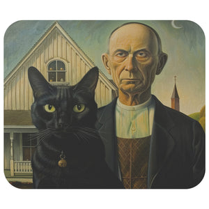 American Gothic Cat Mousepad - Mouse Mat for Desk - Computer Accessories - Gift for Artist