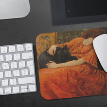 Flaming June Naps with Cat Mousepad - Neoprene Computer Mat - Gift for Artist