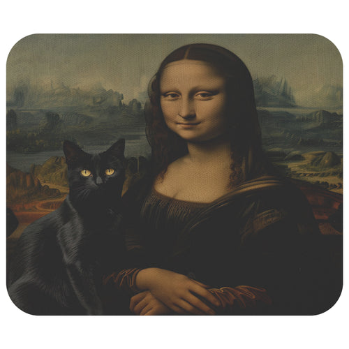 Mona Lisa's Black Cat Mousepad - Desk Accessories - Gift for Artist