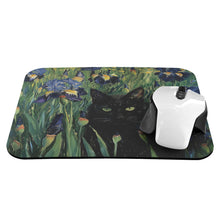 Monet's Irises and His Black Cat Mousepad - Comuter Accessories - Gift for Artist