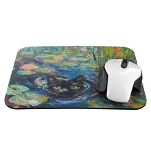 Monet's Lily Pads and Black Cat Mousepad - Computer Mouse Pad - Gift for Artist