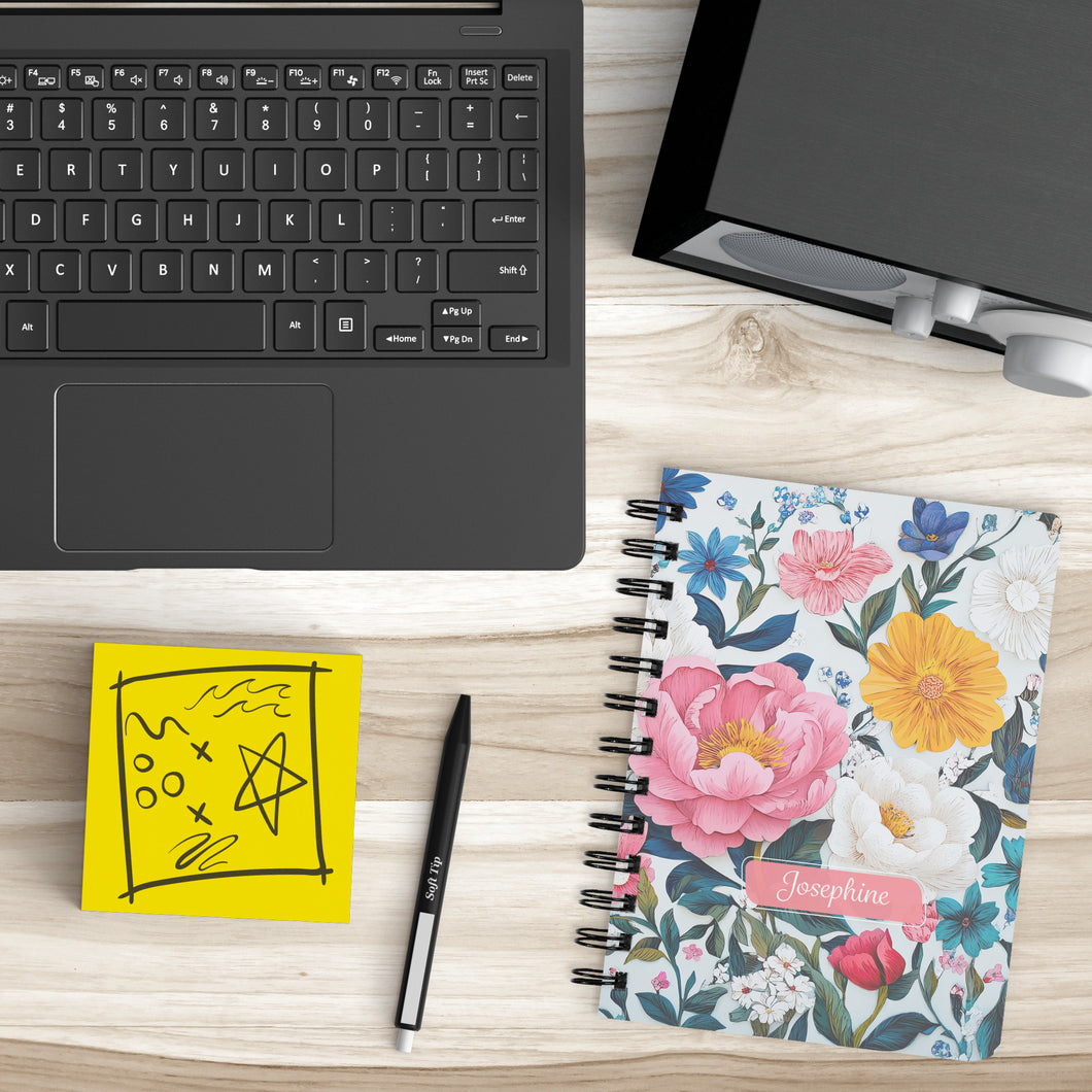 Peony Garden Spiralbound Journal Notebook