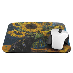 Sunflowers with Black Cat Mousepad - Mouse Mat for Desk - Gift for Artist