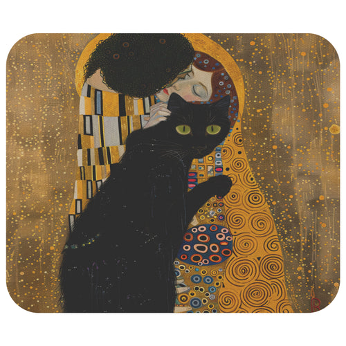 The Kiss with Black Cat Mousepad - Mouse Mat - Computer Accessories - Gift for Artist