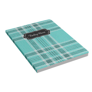 Turquoise Tartan Plaid Softcover Journal Notebook