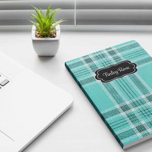 Turquoise Tartan Plaid Softcover Journal Notebook