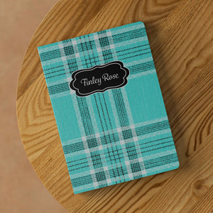 Turquoise Tartan Plaid Softcover Journal Notebook