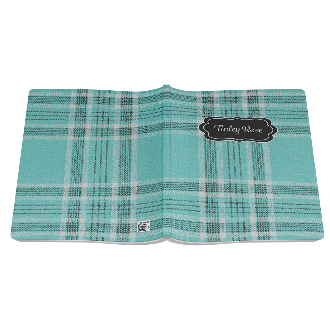 Turquoise Tartan Plaid Softcover Journal Notebook