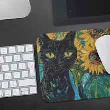 Van Gogh's Sunflowers with Black Cat Mousepad - Gift for Artist