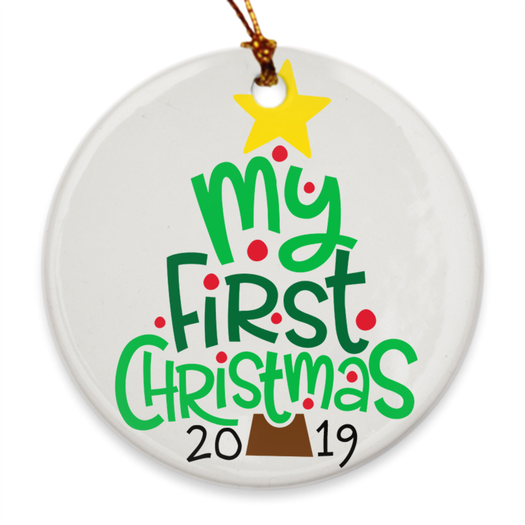 My First Christmas 2019 - Baby's 1st Christmas Tree Ornament - Keepsake Tree Ornament - Island Dog T-Shirt Company