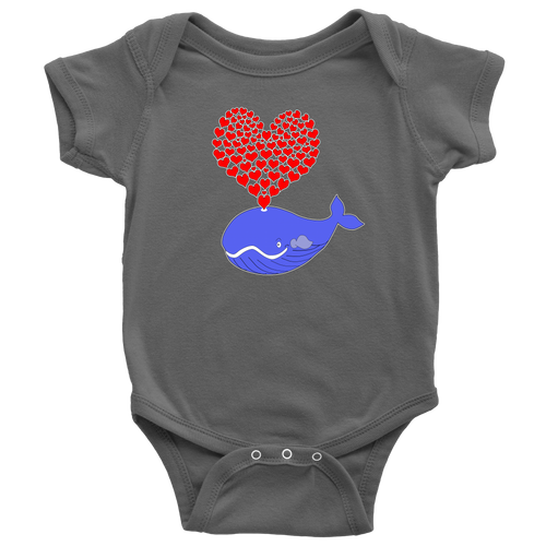 Whale Lover Babies Bodysuit - Cute Whale with Hearts Onesie Newborn - 24M - Island Dog T-Shirt Company