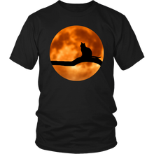 Spooky Black Cat & Full Moon Halloween T-Shirt for Men & Women - Island Dog T-Shirt Company