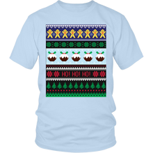 Ugly Christmas Shirt for Men and Women - Holiday Party Gingerbread Ho Ho Ho Unisex Tee - Dark - Island Dog T-Shirt Company