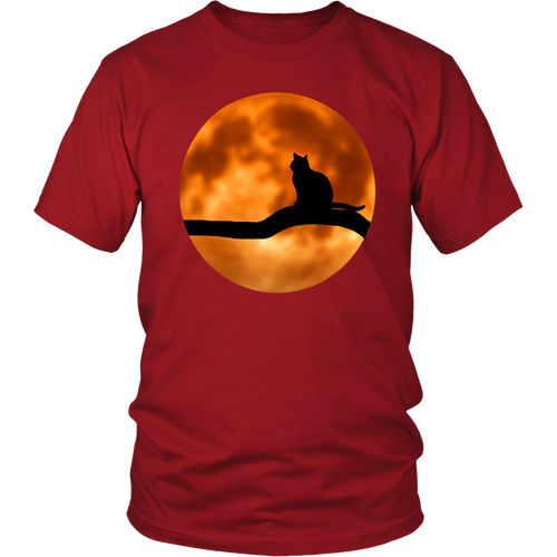 Spooky Black Cat & Full Moon Halloween T-Shirt for Men & Women - Island Dog T-Shirt Company