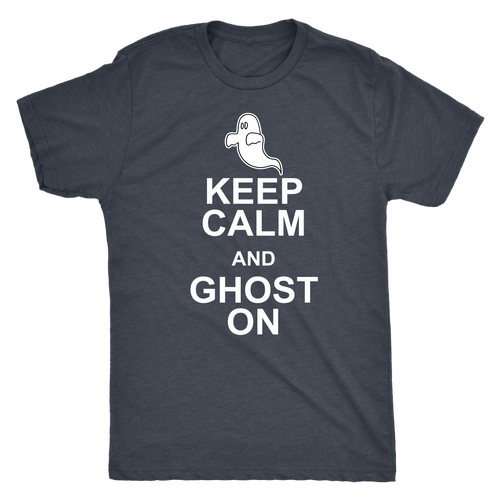 Keep Calm and Ghost On - Funny Men's Ghostly Halloween Tee for Guys - Island Dog T-Shirt Company