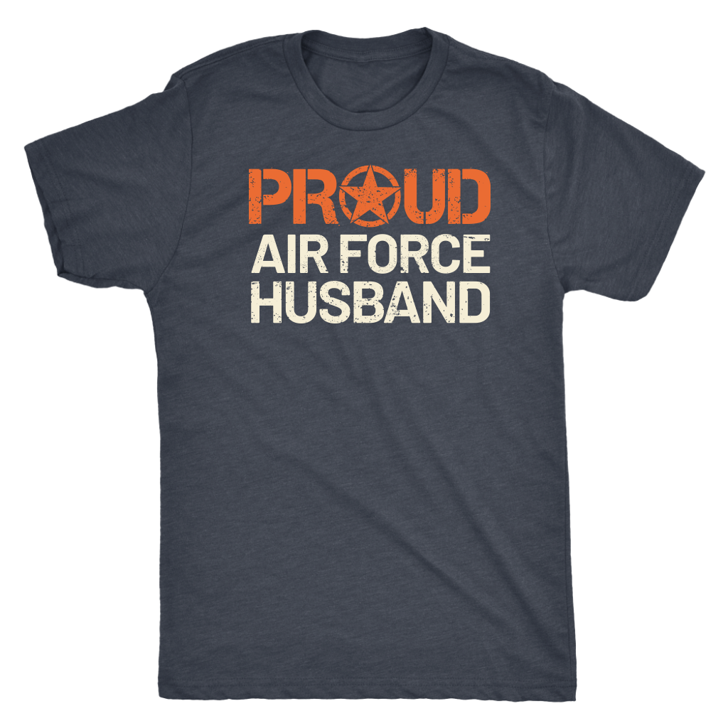 Proud Air Force Husband - Men's Ultra Soft Short Sleeve Military Hubbie Tee - Island Dog T-Shirt Company