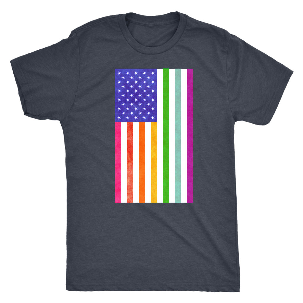 LGBTQ Rainbow Pride US Flag Vintage Distressed Men's Short