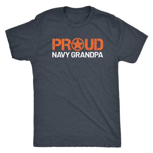 Proud Navy Grandpa T-Shirt - Men's Ultra Soft Short Sleeve Military Grandfather Tee - Island Dog T-Shirt Company