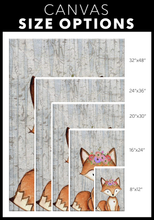 Woodland Nursery Decor for Girls - Girl Nursery Decor - Canvas Wall Art for Nursery - 5 Sizes - Floral Nursery Woodland Fox with Wreath over Birch Trees - Island Dog T-Shirt Company