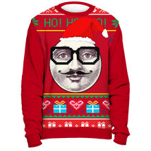 Ugly Christmas Sweater Shirt - Funny Hipster Man on the Moon Tacky Xmas Novelty Tee - Island Dog T-Shirt Company