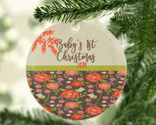 Baby's 1st Christmas 2019 - Newborn's First Christmas Tree Ornament - Modern Floral - Island Dog T-Shirt Company