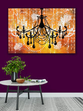 Glam Wall Decor for Women - Shabby Chic Wall Decor - Vintage Chandelier over Gold - Island Dog T-Shirt Company