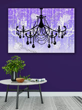 Glam Wall Decor for Women - Shabby Chic Wall Decor - Vintage Chandelier over Royal Purple - Island Dog T-Shirt Company