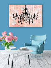 Glam Wall Decor for Women - Shabby Chic Wall Decor - Vintage Chandelier over Watercolor Peach - Island Dog T-Shirt Company