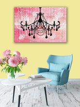 Glam Wall Decor for Women - Shabby Chic Wall Decor - Vintage Chandelier over Watercolor Pink - Island Dog T-Shirt Company