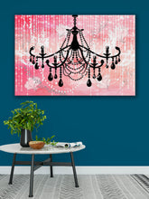 Glam Wall Decor for Women - Shabby Chic Wall Decor - Vintage Chandelier over Watercolor Pink - Island Dog T-Shirt Company