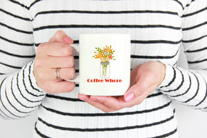 Coffee Whore - Funny Coffee Mug - Sarcastic Coffee Cup - 11 oz 2-Tone Color Accent Mugs - Island Dog T-Shirt Company