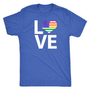 LGBTQ - Rainbow Pride US Flag LOVE - Vintage Distressed Men's Short Sleeve Comfort Tee - Island Dog T-Shirt Company