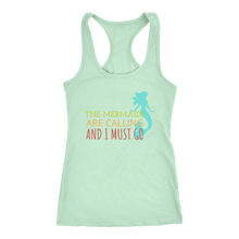 The Mermaids are Calling and I Must Go - Ladies Beach Summer Vacation Racerback Tee - Island Dog T-Shirt Company