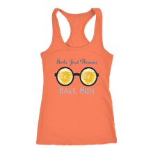 Girls Just Wanna Have Sun - Women's Racerback Summer & Vacation Tee - Funny Graphic Vacay Tee - Casual  - Gym Tank - Yoga Shirt - Island Dog T-Shirt Company