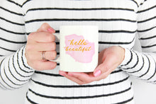 Hello Beautiful Coffee Mug for Women - Cute Rose Pink and Gold Cups & Mugs for Beautiful Women - Island Dog T-Shirt Company