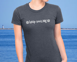 Keep Smiling a Good Vibes Only Ladies' Short Sleeve Tee - Island Dog T-Shirt Company