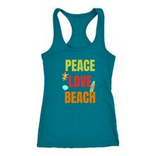 Peace Love Beach - Ladies Summer Beach Vacation Workout Racerback Tee - Island Dog T-Shirt Company