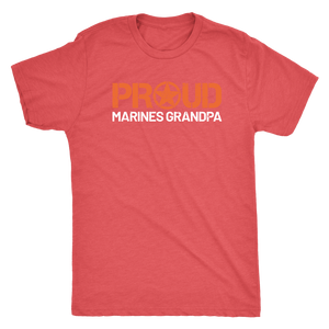 Proud Grandpa of a Marine T-Shirt - Men's Ultra Soft Short Sleeve Military Grandfather Tee - Island Dog T-Shirt Company