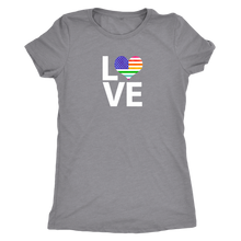 LGBTQ - Rainbow Pride US Flag LOVE- Vintage Distressed Women's Short Sleeve Comfort Tee - Island Dog T-Shirt Company