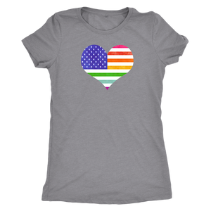 LGBTQ - Rainbow Pride US Flag Heart - Vintage Distressed Women's Short Sleeve Comfort - Island Dog T-Shirt Company
