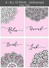 Bath Flowers Wall Art - Bathroom Quotes - Set of Four 8 x 10 Photos - 7 Colors to Choose From - Island Dog T-Shirt Company