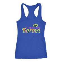 I Run on Karma - Yoga Shirts for Women Loose Racerback Womens Workout Shirts - Island Dog T-Shirt Company
