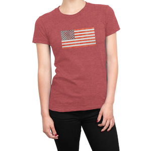 American Flag - Vintage Distressed US Flag - Women's Short Sleeve Ultra Comfort Tee - Island Dog T-Shirt Company