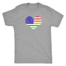 LGBTQ - Rainbow Pride US Flag Heart - Vintage Distressed Men's Short Sleeve Comfort Tee - Island Dog T-Shirt Company