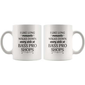 I Like Long Romantic Walks Down Every Aisle At Bass Pro Shops Funny Mug Quote - Island Dog T-Shirt Company