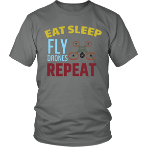 Eat Sleep Fly Drones Repeat - Drone Pilot Hobbyist T-Shirt - Island Dog T-Shirt Company